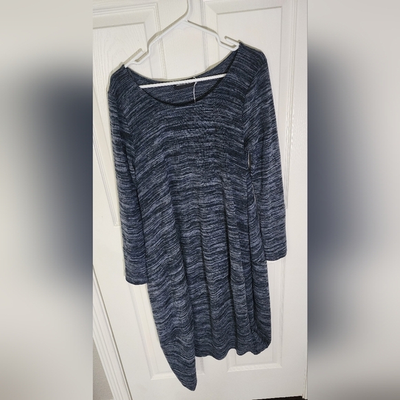 Miracle Berry Long Sleeve Sweater Dress Blue Heather Terry Long Sleeve Large - Picture 1 of 8